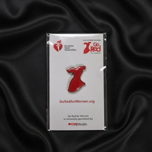 AHA Go Red for Women Red Dress Heart Awareness Lapel Hat Pin Brooch NWT - Picture 7 of 8